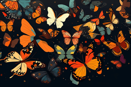 飞舞的花蝴蝶卡通背景图片
