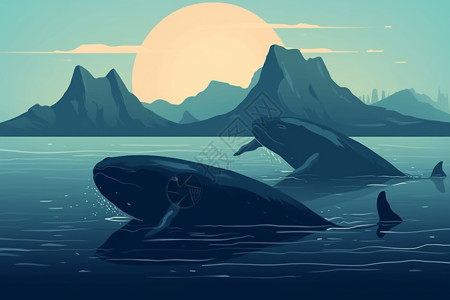 水面上的鲸鱼图片