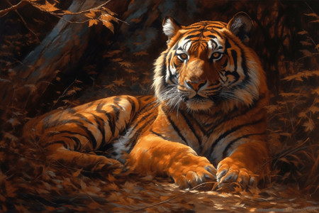 阳光下休息的老虎图片