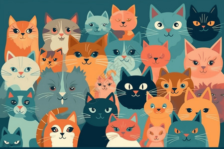一群可爱的猫咪背景图片