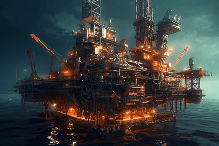 大型海上石油钻井图片