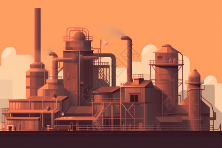 冶炼工厂建筑插画