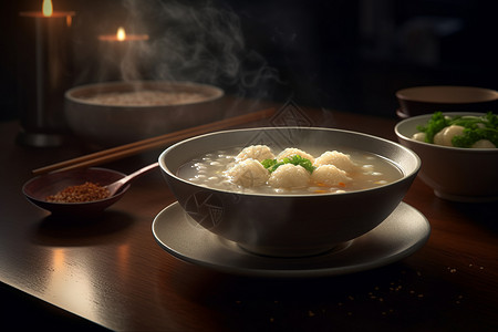 一碗热乎饺子热乎的年糕汤背景