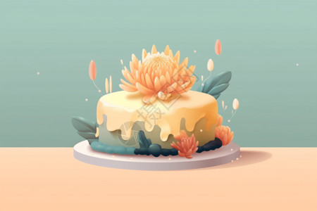 多肉蛋糕菊花蛋糕插图插画