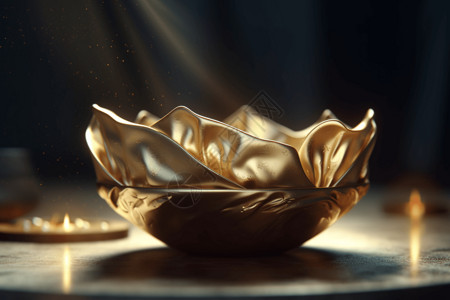 莲花碗金色的碗设计图片