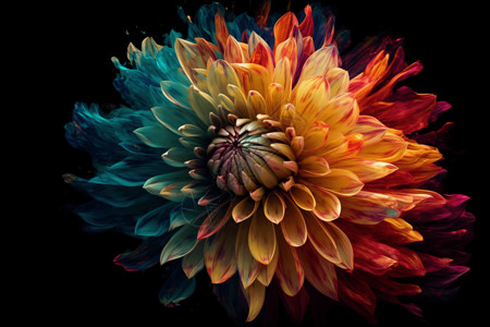 花瓣爆炸彩色的菊花插画