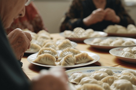 盘子里的饺子背景图片