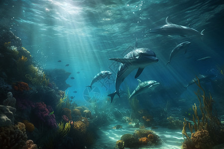 海洋里的海豚高清图片