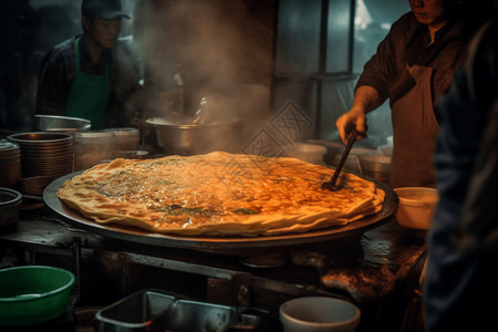 中国可丽饼食品葱煎饼高清图片