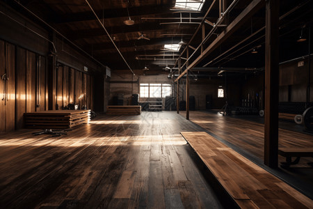 木材机械健身房场景图设计图片