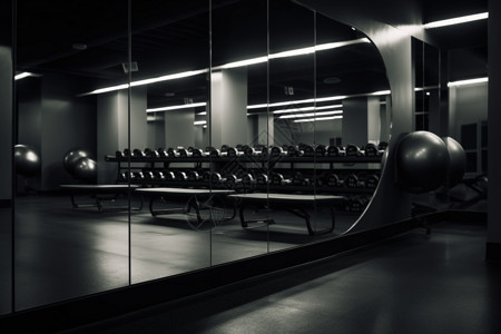 健身房镜子渲染图背景图片