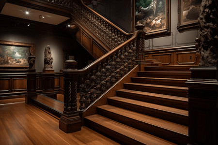 博物馆大楼梯渲染图背景图片