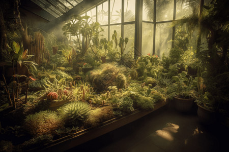 室内鲜花特写室内暖棚植物的特写背景