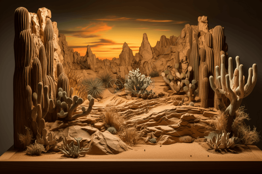 沙漠的自然景观3D渲染图图片