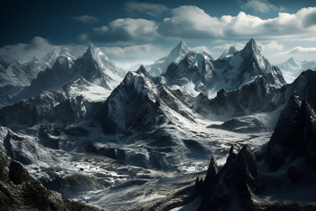 雪山山脉的设计渲染图背景图片