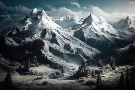 景观设计图雪山山脉的3D设计图设计图片