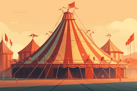 展出马戏团帐篷插画
