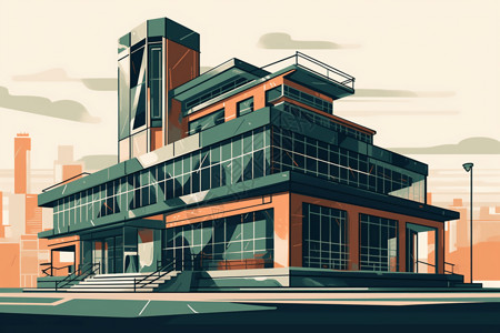 大胆线条的工业风美术馆建筑背景图片