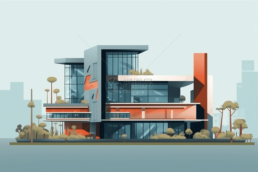 独特的博物馆建筑插图图片