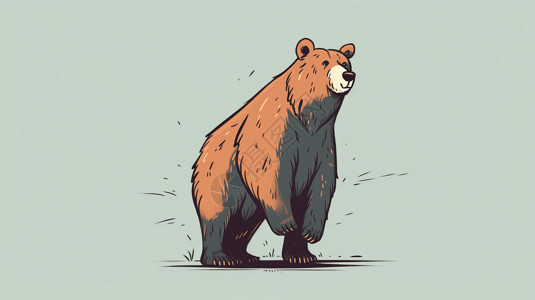 站立姿势的卡通棕熊背景图片