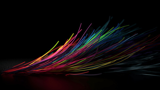 鲜艳的羽毛科技感七彩光纤束管概念图设计图片