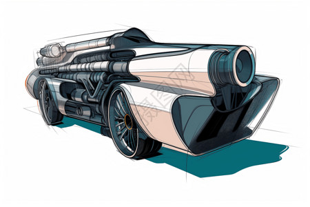 大炮器械的草图绘制设计图片