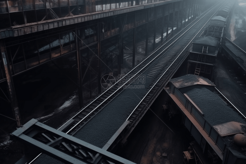 煤炭运输到加工厂的煤炭输送机系统图片
