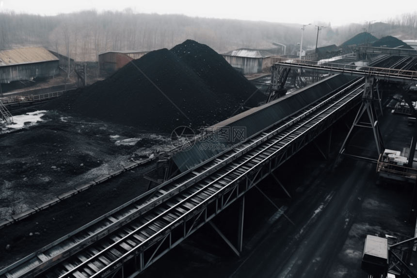 将煤移至加工厂的煤炭输送机图片