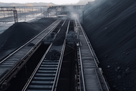 煤矿厂的煤炭运输带高清图片