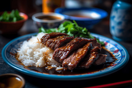 豪华午餐豪华牛腩叉烧饭背景