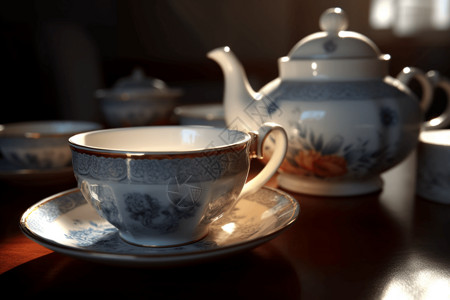 茶壶茶杯设计图图片