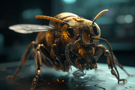 金属制造的机器人蜜蜂背景图片