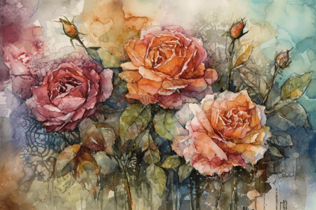 一束彩色的玫瑰花背景图片