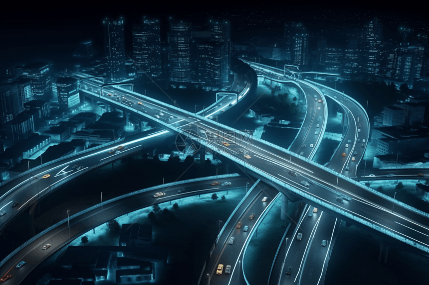 夜间繁忙的高速公路图片