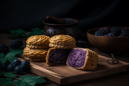 紫薯月饼背景图片