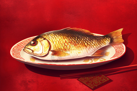 清蒸鲩鱼清蒸鱼插画