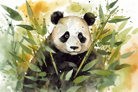 竹林中可爱的大熊猫背景图片