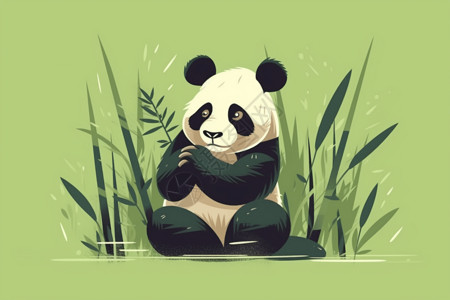 大熊猫在咀嚼竹子背景图片