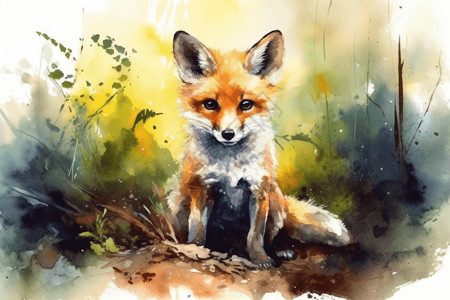 可怜的动物森林里的小狐狸插画