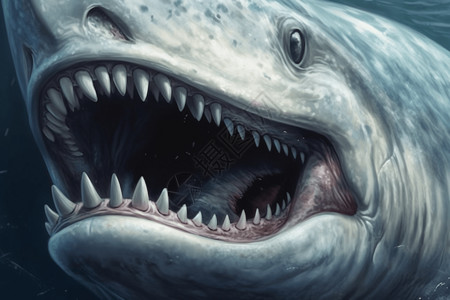 大型哺乳类动物大型鱼类口齿插画