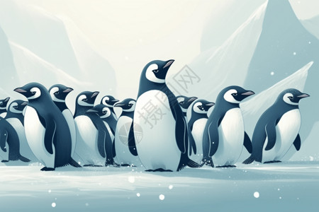 冰雪里的企鹅背景图片
