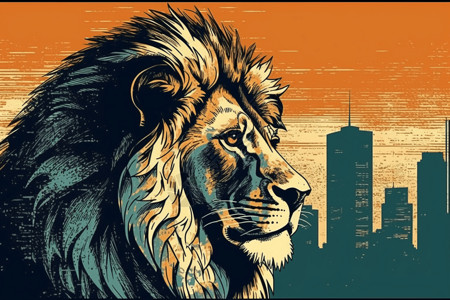 雄伟的狮子插画背景图片