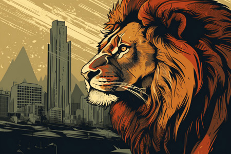 雄狮插画背景图片