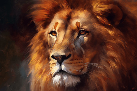 油画狮子特写背景图片