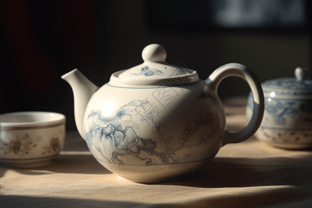 白色搪瓷茶壶图片