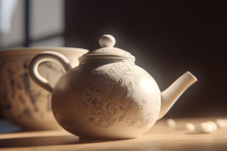白色茶壶图片