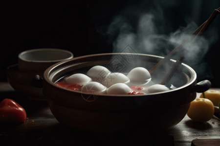 煮开的汤圆煮开的锅高清图片