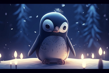可爱的卡通企鹅背景图片