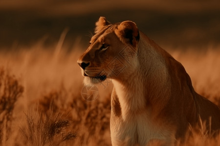 草原上的母狮子背景图片
