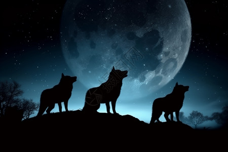 夜晚的狼背景图片